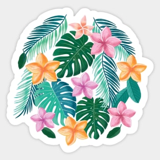 Palm leaves and flowers Sticker